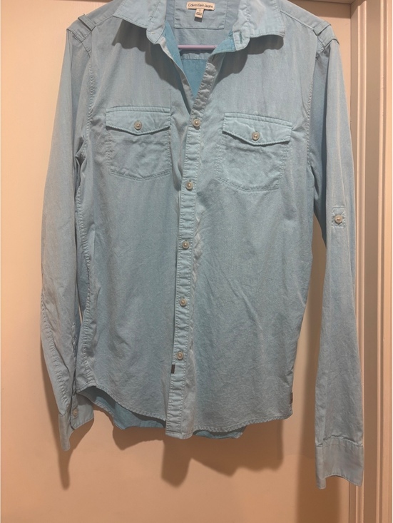 Calvin Klein Tops - Calvin Klein Jeans Chambray Button Up Shirt Women’s Small Blue Cotton Top